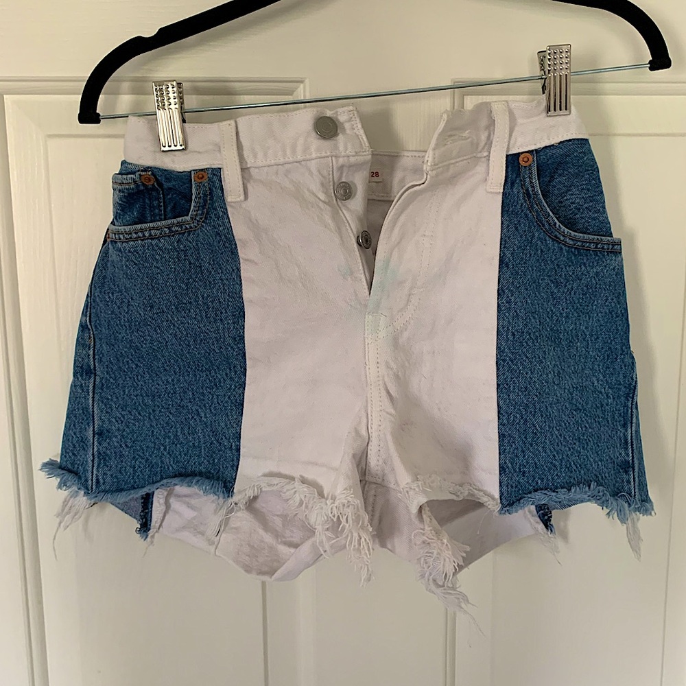 Levi’s Color Block Blue and White Jean Shorts